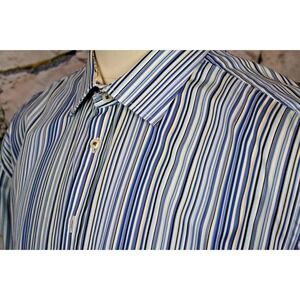 SAND Men Exclusive Shirt Multi Color Stripe with Flower Cuff Luxurious Cotton XL